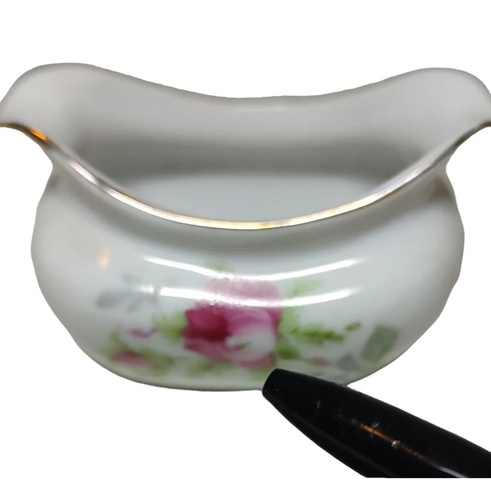 Vintage Lefton China‎ Open Sugar Bowl Small Rose Handpainted Porcelain 1950s SEE